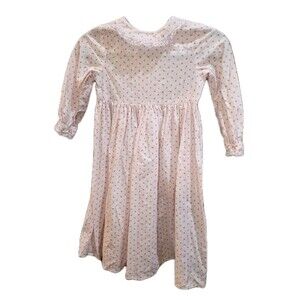 HANDMADE Unbranded Sz S Pink AOP Mini Rose Buds Print L/S Button Back Midi Dress